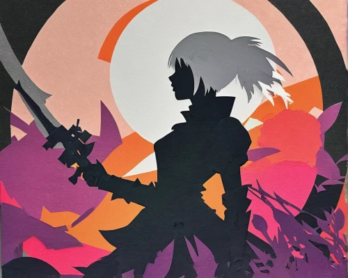 silhouette art,map silhouette,kakashi hatake,silhouette,witcher,art silhouette,dragon slayer,man silhouette,vector art,vector graphic,pink vector,a3 poster,vector,dragon slayers,assassin,lone warrior,samurai,the silhouette,vector design,dusk background,Unique,Paper Cuts,Paper Cuts 07