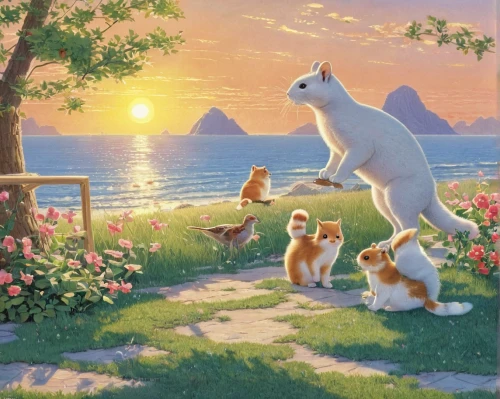 rabbit family,cat family,alpacas,children's background,the dawn family,cow-goat family,llamas,the mother and children,parents with children,family dog,cute animals,easter rabbits,rabbits,families,corgis,happy family,harmonious family,mother and children,family outing,daisy family,Illustration,Japanese style,Japanese Style 01
