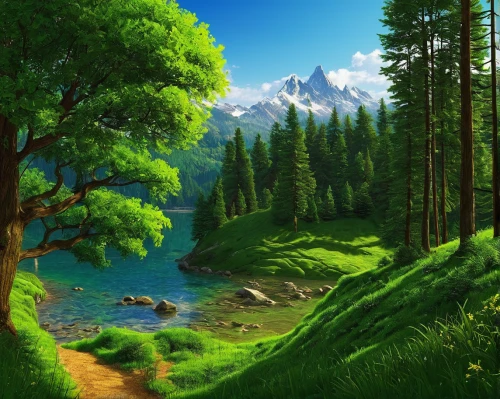 landscape background,forest background,forest landscape,background view nature,green landscape,mountain landscape,mountain scene,nature landscape,mountainous landscape,coniferous forest,cartoon video game background,green forest,temperate coniferous forest,landscape nature,beautiful landscape,meadow landscape,tropical and subtropical coniferous forests,natural landscape,natural scenery,the natural scenery,Illustration,Retro,Retro 11