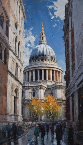 st pauls,st paul's outside the walls,st peter's square,city of london,oil painting on canvas,royal albert hall,trafalgar square,church painting,city scape,old street,oil painting,martin fisher,london buildings,james sowerby,george russell,oil on canvas,lee slattery,james handley,pantheon,musical dome,Conceptual Art,Oil color,Oil Color 05