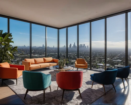 mid century modern,penthouse apartment,sky apartment,apartment lounge,modern living room,mid century house,suites,interior modern design,mid century,livingroom,living room,modern decor,skyscapers,high rise,highrise,los angeles,contemporary decor,great room,luxury real estate,glass wall,Conceptual Art,Sci-Fi,Sci-Fi 01
