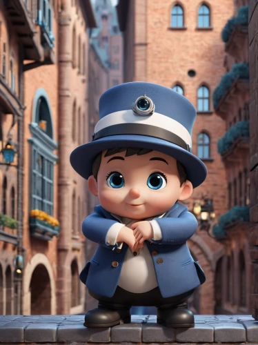 cute cartoon character,policeman,officer,police officer,inspector,policewoman,shanghai disney,agnes,polish police,disney character,pinocchio,policia,postman,traffic cop,animated cartoon,detective,sheriff,garda,conductor,police force,Unique,3D,3D Character