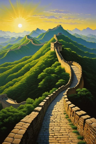 great wall of china,great wall,great wall wingle,wall,chinese art,mountainous landscape,landscape background,chinese background,mountain landscape,the mystical path,hiking path,china,mountain scene,shahe fen,road of the impossible,pathway,high landscape,yellow mountains,the walls of the,dragon bridge,Art,Artistic Painting,Artistic Painting 30