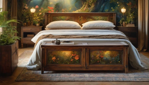 canopy bed,antique furniture,bed linen,bedding,four-poster,children's bedroom,art nouveau design,nightstand,bed frame,bedroom,herbal cradle,art nouveau,guestroom,soft furniture,fairy tale icons,chest of drawers,bed,the little girl's room,four poster,bedside table,Conceptual Art,Fantasy,Fantasy 05