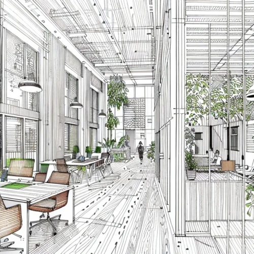 modern office,offices,working space,daylighting,archidaily,creative office,school design,architect plan,interiors,interior design,conference room,core renovation,3d rendering,office automation,assay office,hallway space,white room,coworking,room divider,office buildings,Design Sketch,Design Sketch,None