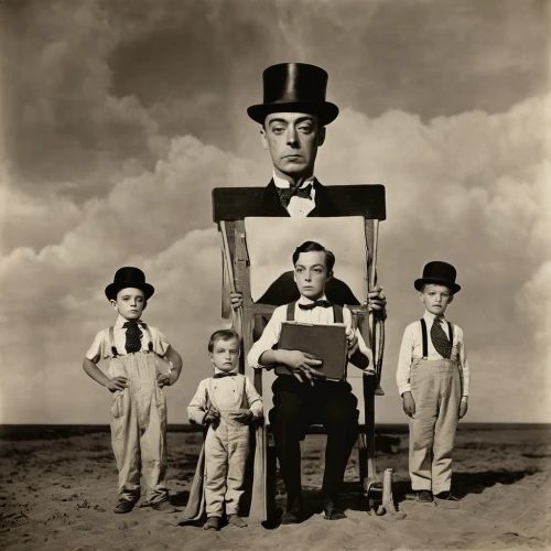 ventriloquist,surrealism,photomontage,hierarchic,marionette,el salvador dali,dali,scarecrows,puppeteer,surrealistic,stan laurel,stilts,album cover,descending order,puppets,caper family,hangman,manipulation,family photos,totem pole,Illustration,Realistic Fantasy,Realistic Fantasy 40