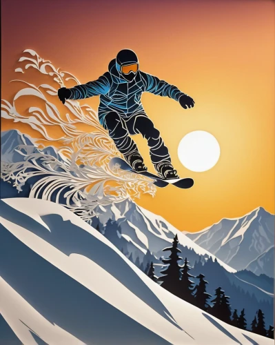 snowboarder,freestyle skiing,snowboard,snowboarding,ski cross,skier,alpine skiing,ski touring,skiing,skiers,speed skiing,snowkiting,piste,ski,ski race,ski mountaineering,cool woodblock images,snow slope,winter sports,christmas skiing,Unique,Paper Cuts,Paper Cuts 04