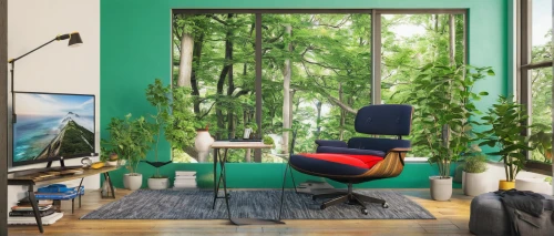 green living,room divider,creative office,bamboo curtain,forest workplace,modern decor,shared apartment,modern room,interior design,hanging plants,blur office background,bamboo frame,livingroom,hanging plant,modern office,bamboo plants,working space,office chair,green forest,living room,Illustration,Japanese style,Japanese Style 13