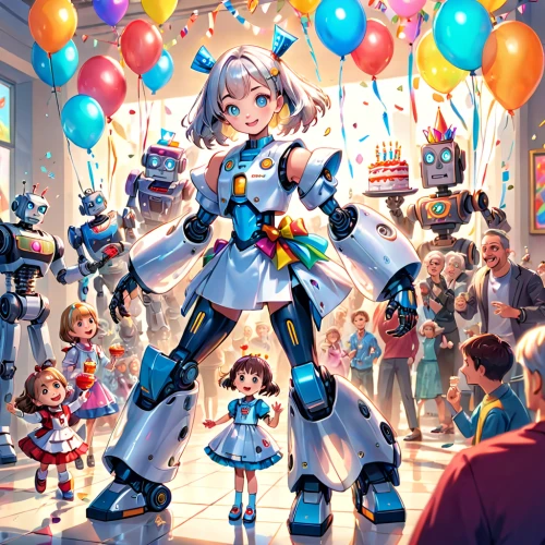 doll's festival,birthday banner background,knight festival,robots,party banner,children's birthday,robotics,cg artwork,happy birthday banner,cybernetics,minibot,children's background,birthday party,kids party,happy birthday background,mecha,background image,happy birthday balloons,heavy object,blue balloons,Anime,Anime,General