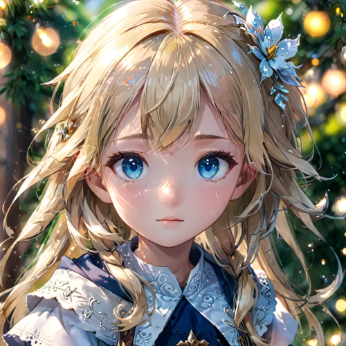 violet evergarden,golden wreath,jessamine,portrait background,girl in a wreath,winterblueher,star garland,heterochromia,luminous,child fairy,alice,little girl fairy,tiara,elsa,summer crown,blooming wreath,precious,aurora,child portrait,custom portrait,Anime,Anime,General