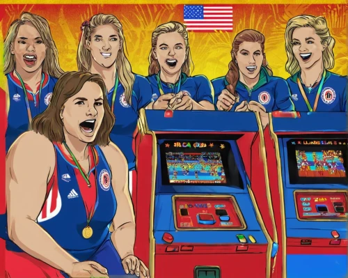 arcade game,video game arcade cabinet,arcade games,pinball,modern pop art,woman's basketball,arcade,girl-in-pop-art,usa,coin drop machine,popart,cool pop art,2016 olympics,women's handball,rio 2016,slot machine,women's basketball,pop art,game illustration,america,Unique,Pixel,Pixel 04