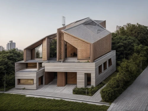 folding roof,modern house,timber house,modern architecture,house shape,wooden house,dunes house,residential house,eco-construction,cubic house,cube house,danish house,roof landscape,house roof,frame house,contemporary,residential,wooden facade,two story house,build by mirza golam pir,Architecture,Villa Residence,Modern,Unique Simplicity