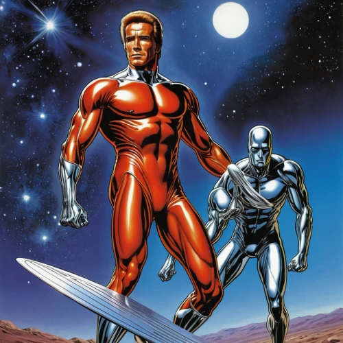 silver surfer,magneto-optical disk,steel man,dr. manhattan,magneto-optical drive,iceman,ironman,red super hero,sci fiction illustration,marvel comics,tony stark,x men,iron-man,falcon,iron man,collectible action figures,muscular system,cutter man,andromeda,war machine,Illustration,American Style,American Style 07