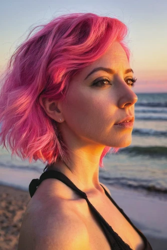 pink hair,pink beach,pink dawn,beach background,sunset glow,the beach pearl,natural pink,pink beauty,pink background,pixie-bob,pink double,dusky pink,natural color,bright pink,bondi,color pink,surfer hair,pink flamingo,coast sunset,pink lady,Illustration,American Style,American Style 11