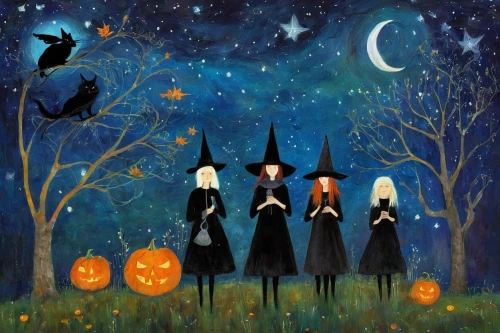 celebration of witches,halloween illustration,witches,halloween wallpaper,witches' hats,halloween background,halloween poster,halloween silhouettes,halloween scene,halloween ghosts,witch's hat,witch hat,halloween witch,witches pentagram,halloween border,halloween owls,witch's house,witch broom,halloween pumpkin gifts,halloweenkuerbis,Illustration,Abstract Fantasy,Abstract Fantasy 15