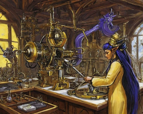 clockmaker,watchmaker,apothecary,candlemaker,alchemy,scientific instrument,merchant,tinsmith,potions,distillation,metalsmith,the collector,chemist,chemical laboratory,potion,potter's wheel,magus,gunsmith,prejmer,shopkeeper,Illustration,Retro,Retro 21