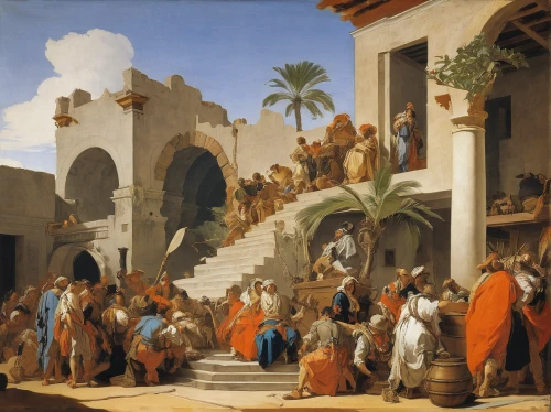 school of athens,procession,genesis land in jerusalem,palm sunday,the market,market introduction,church painting,the death of socrates,pentecost,pilate,pilgrims,orientalism,large market,way of the cross,commerce,the conference,biblical narrative characters,ancient parade,trumpet of jericho,souk,Art,Classical Oil Painting,Classical Oil Painting 40