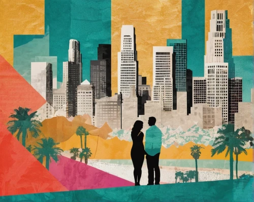 vintage couple silhouette,travel poster,couple silhouette,acapulco,san diego skyline,tall buildings,los angeles,metropolises,mumbai,background vector,honolulu,tel aviv,cities,capital cities,miami,jakarta,san diego,digital nomads,two people,vector illustration,Unique,Paper Cuts,Paper Cuts 07