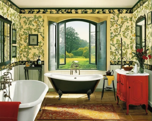 luxury bathroom,bathtub,danish room,yellow wallpaper,wade rooms,bathroom,stately home,window treatment,washbasin,great room,national trust,french windows,chamber pot,beauty room,ornate room,sitting room,parlour,tub,toilet table,bathtub accessory,Illustration,Vector,Vector 09