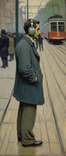 the girl at the station,woman with ice-cream,a pedestrian,spectator,streetcar,orsay,pedestrian,vendor,man with umbrella,woman walking,tram,girl with bread-and-butter,woman holding pie,advertising figure,tramway,1906,vincent van gough,la violetta,trolley,1905,Art,Artistic Painting,Artistic Painting 04