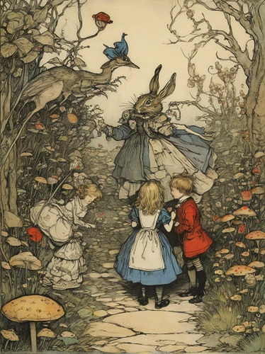 kate greenaway,children's fairy tale,alice in wonderland,vintage fairies,fairy tales,hans christian andersen,fairy tale,fairies aloft,arthur rackham,fairytale characters,a fairy tale,edward lear,the pied piper of hamelin,fairies,fairy tale character,vintage illustration,fairytales,wonderland,robins in a winter garden,alice,Conceptual Art,Oil color,Oil Color 02