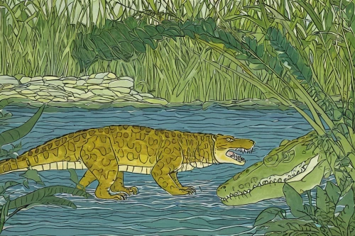 alligator mississipiensis,alligator,ankylosaurus,marsh crocodile,crocodilian,missisipi aligator,crocodilia,crocodile,brocade carp,landmannahellir,forest fish,illustration,muggar crocodile,gator,crocodile woman,alligators,iguanidae,freshwater crocodile,terrestrial vertebrate,tirannosaurus,Illustration,Retro,Retro 23