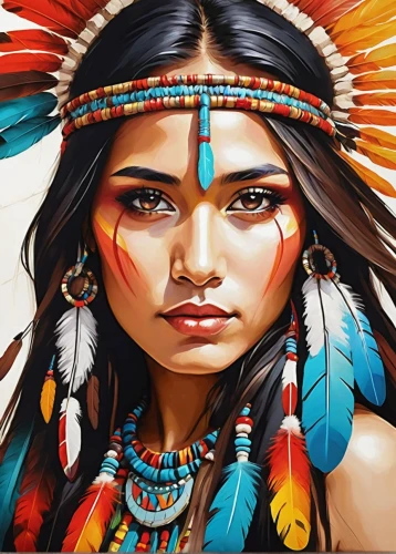 american indian,native american,cherokee,the american indian,indian headdress,native,pocahontas,warrior woman,amerindien,indigenous painting,boho art,tribal chief,headdress,feather headdress,shamanic,shamanism,first nation,indigenous,native american indian dog,woman face,Illustration,Paper based,Paper Based 14