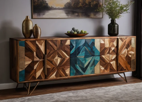 sideboard,patterned wood decoration,antique sideboard,tv cabinet,chest of drawers,mid century modern,danish furniture,metal cabinet,wooden shelf,end table,modern decor,pallet pulpwood,geometric style,wall panel,room divider,wooden cubes,music chest,wood stain,wooden desk,contemporary decor,Conceptual Art,Oil color,Oil Color 12