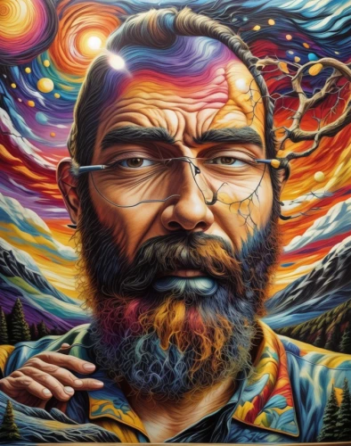 psychedelic art,mural,guru,chalk drawing,dimensional,art,denali,oil painting on canvas,oil on canvas,grafitti,wall art,sacred art,castro,pachamama,glass painting,kaleidoscope art,jim's background,lsd,hemmingway,consciousness