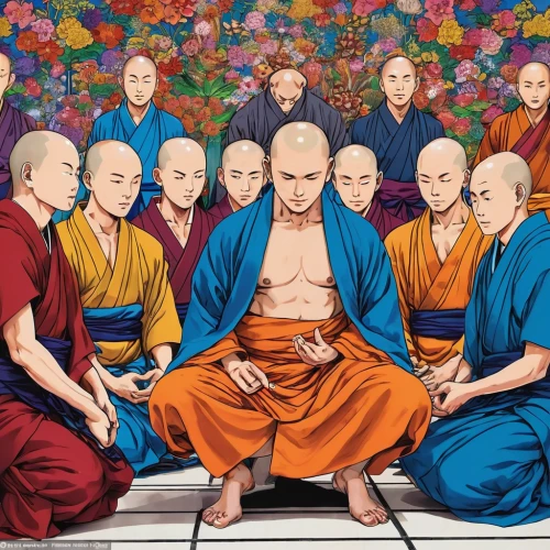theravada buddhism,buddhists monks,buddhists,monks,buddha's birthday,buddhist,buddhist hell,bodhisattva,khokhloma painting,buddhist monk,buddha unfokussiert,vipassana,somtum,hall of supreme harmony,shakyamuni,men sitting,self unity,budha,buddha focus,nurungji,Illustration,Japanese style,Japanese Style 04