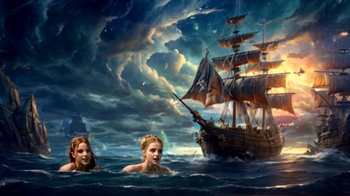 maelstrom,tour to the sirens,fantasy picture,galleon,sea fantasy,galleon ship,sailing ships,east indiaman,pirate ship,fantasy art,sailing ship,sea sailing ship,ghost ship,noah's ark,sea storm,the people in the sea,poseidon,caravel,seafaring,vikings