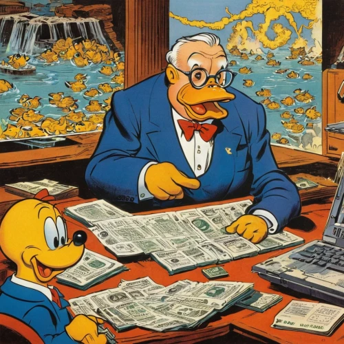 donald duck,financial advisor,geppetto,donald,financial world,people reading newspaper,reading the newspaper,vintage illustration,day trading,financial crisis,financial education,old trading stock market,paperwork,newspapers,investors,stock trading,money laundering,retro cartoon people,journalists,vincent van gough,Illustration,Retro,Retro 18