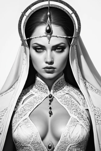 indian bride,priestess,bridal clothing,jaya,bridal,bridal accessory,warrior woman,bridal jewelry,bride,ancient egyptian girl,fatima,cleopatra,female warrior,tantra,dead bride,silver wedding,indian woman,doll figure,mary 1,fantasy woman,Illustration,Black and White,Black and White 16