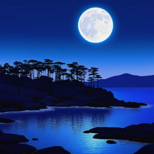 blue moon,moonlit night,moonlit,full moon,moon night,moonlight,moon and star background,blue moon rose,lunar landscape,moon at night,blue moment,sailing blue purple,super moon,full moon day,moonrise,landscape background,moon,japan's three great night views,blue waters,sea night,Illustration,Retro,Retro 05