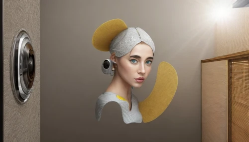 art deco woman,girl with a pearl earring,wall lamp,shower cap,wall light,retro lampshade,wall clock,wall decoration,wall plaster,wall decor,girl with cereal bowl,wall plate,decorative fan,ceiling light,3d rendering,facial tissue holder,art deco frame,portrait background,custom portrait,beauty mask,Common,Common,Natural