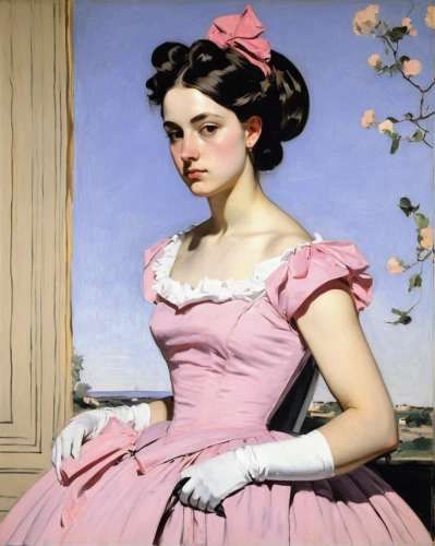 la violetta,portrait of a girl,portrait of a woman,jane austen,victorian lady,woman sitting,young woman,woman with ice-cream,girl in a long dress,debutante,girl in the garden,franz winterhalter,girl with cloth,bibernell rose,woman holding pie,young lady,rosa,pink lady,woman holding a smartphone,a girl in a dress,Art,Artistic Painting,Artistic Painting 24