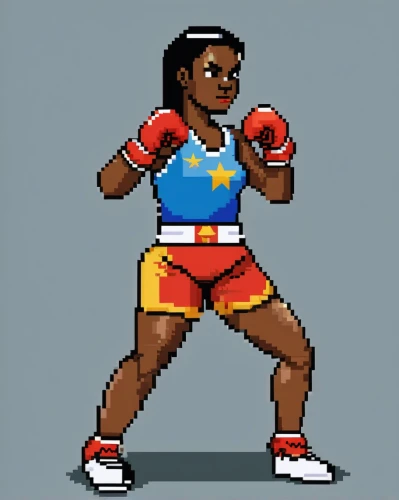 professional boxer,kickboxing,pixel art,shoot boxing,muay thai,maria bayo,boxing,boxing gloves,savate,boxer,sanshou,knockout punch,professional boxing,fighting stance,punch,friendly punch,strong woman,karate,muscle woman,boxing equipment,Unique,Pixel,Pixel 01