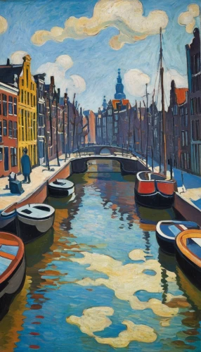 delft,vincent van gough,canals,amsterdam,david bates,grand canal,dutch landscape,flemish,edam,groningen,dutch,utrecht,the netherlands,post impressionism,netherlands,canal,groseillier,speicherstadt,groenendael,holland,Art,Artistic Painting,Artistic Painting 35