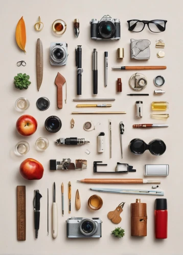 objects,art tools,still life photography,flat lay,kitchen tools,summer flat lay,baking tools,instruments,sewing tools,tools,photo equipment with full-size,photography equipment,utensils,music instruments on table,components,assortment,photographic equipment,materials,japanese items,school tools,Unique,Design,Knolling