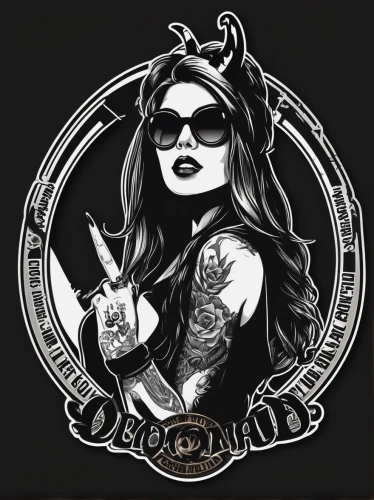 lady rocks,rockabella,bad girl,spotify icon,vampira,soundcloud icon,dodge la femme,tattoo girl,rocker,facebook icon,lira,blackmetal,bad girls,record label,harley-davidson,blogger icon,rock n roll,rock music,el born,harley davidson,Unique,Design,Logo Design