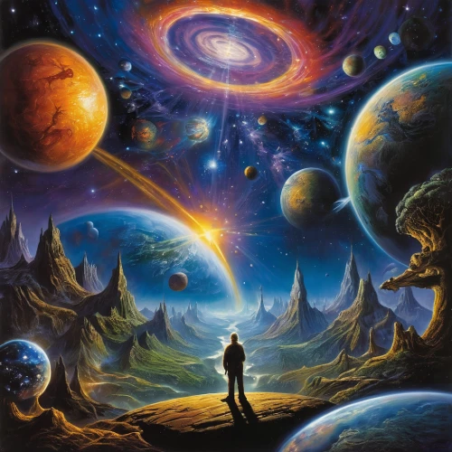 the universe,universe,scene cosmic,planet eart,space art,planetary system,astral traveler,planets,alien planet,astronomers,copernican world system,astronomy,travelers,astronomer,dream world,alien world,planet,fantasy picture,starscape,astronomical,Illustration,Realistic Fantasy,Realistic Fantasy 32