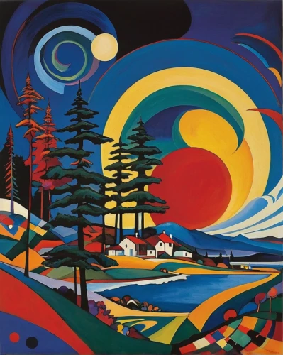 indigenous painting,night scene,spruce forest,jack pine,whistler,forest landscape,winter landscape,christmas landscape,robert duncanson,carol colman,yellowknife,landscape,yamnuska,cool woodblock images,olle gill,salt meadow landscape,1929,west canada,1926,shirakami-sanchi,Illustration,American Style,American Style 05