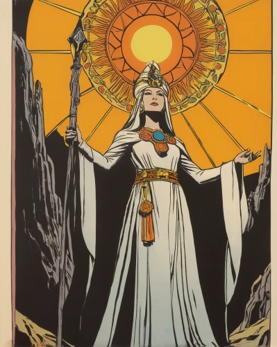 priestess,sun god,sun bride,mucha,art deco woman,sorceress,goddess of justice,star mother,zoroastrian novruz,athena,cool woodblock images,rem in arabian nights,alfons mucha,sun,orientalism,tarot,rising sun,kundalini,sun moon,dharma,Illustration,Black and White,Black and White 10