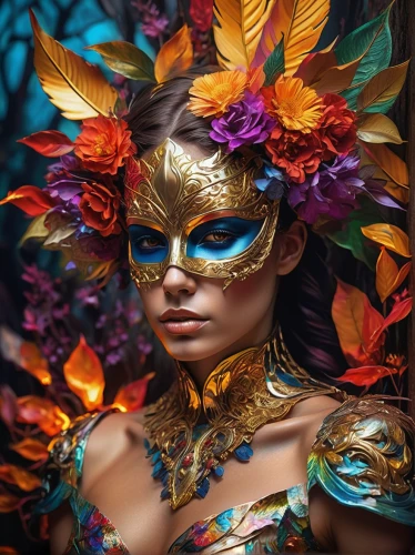 masquerade,venetian mask,brazil carnival,the carnival of venice,golden mask,gold mask,sinulog dancer,balinese,golden wreath,headdress,body painting,bodypainting,feather headdress,tribal masks,fantasy portrait,bodypaint,la catrina,asian costume,masque,carnival,Photography,Artistic Photography,Artistic Photography 08