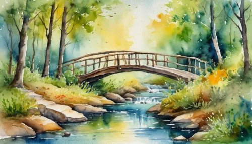 watercolor background,watercolor painting,watercolor,wooden bridge,water color,scenic bridge,watercolor paint,watercolor frame,water colors,rainbow bridge,river landscape,watercolors,watercolour,hangman's bridge,hanging bridge,watercolour frame,brook landscape,watercolor paper,angel bridge,stone bridge,Illustration,Paper based,Paper Based 24