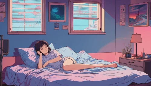 bedroom,girl studying,blue room,girl at the computer,girl in bed,room,bedroom window,2d,modern room,azusa nakano k-on,listening to music,playing room,computer addiction,woman on bed,girl in a long,bed,the little girl's room,aesthetic,empty room,sleeping,Illustration,Japanese style,Japanese Style 06