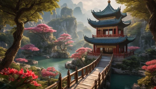 chinese temple,chinese architecture,fantasy landscape,forbidden palace,summer palace,chinese art,asian architecture,chinese background,world digital painting,oriental painting,water palace,hall of supreme harmony,yunnan,landscape background,oriental,guilin,bird kingdom,lotus pond,china,wuyi,Photography,General,Natural