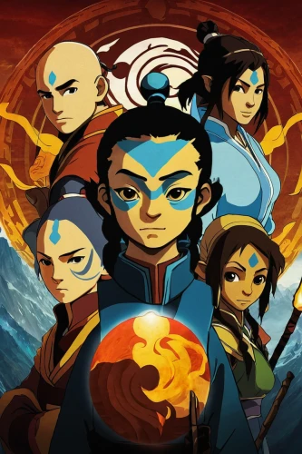 avatar,hero academy,mulan,ninjago,game illustration,action-adventure game,five elements,x-men,fire planet,mongolian,spirit network,x men,android game,avatars,xmen,fire background,firespin,dragon fire,protectors,game characters,Illustration,Paper based,Paper Based 16