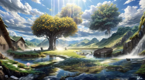 fantasy landscape,landscape background,fantasy picture,world digital painting,fairy world,nature landscape,forest landscape,mountain scene,fantasy art,forest background,mountain spring,mountain landscape,3d fantasy,cartoon video game background,landscape nature,mountainous landscape,home landscape,high landscape,fantasy world,natural landscape