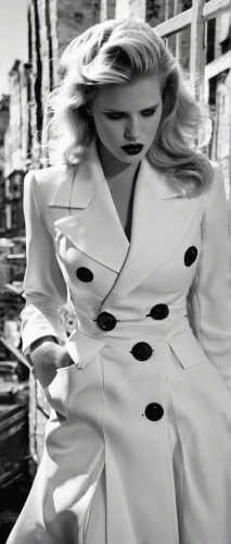 cruella de ville,cruella,film noir,gena rolands-hollywood,trench coat,the blonde in the river,blonde woman,overcoat,femme fatale,coat,50's style,woman walking,blonde woman reading a newspaper,60's icon,long coat,eva saint marie-hollywood,white coat,black and white pieces,girl walking away,menswear for women,Photography,Black and white photography,Black and White Photography 08